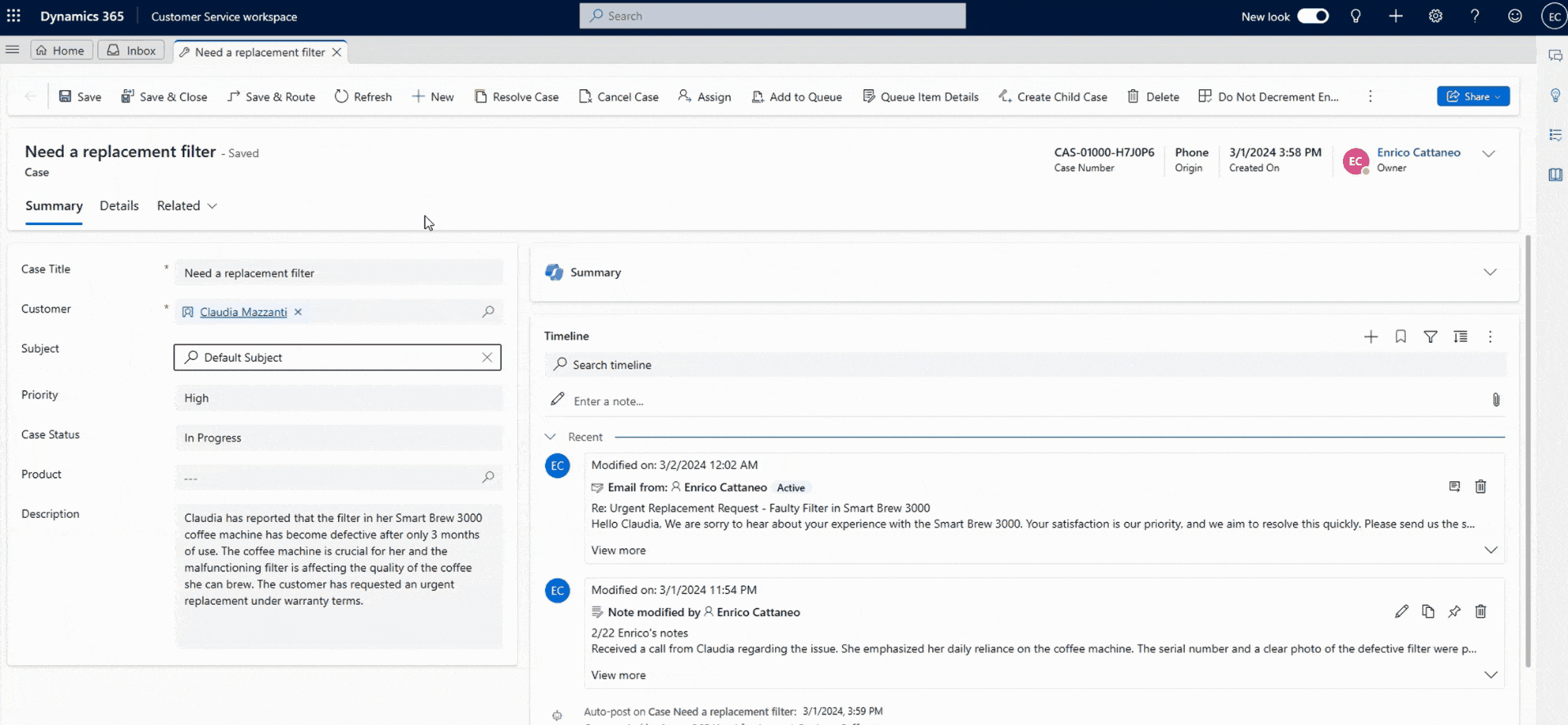 Form fill assistance in Dynamics 365 Customer Service workspace