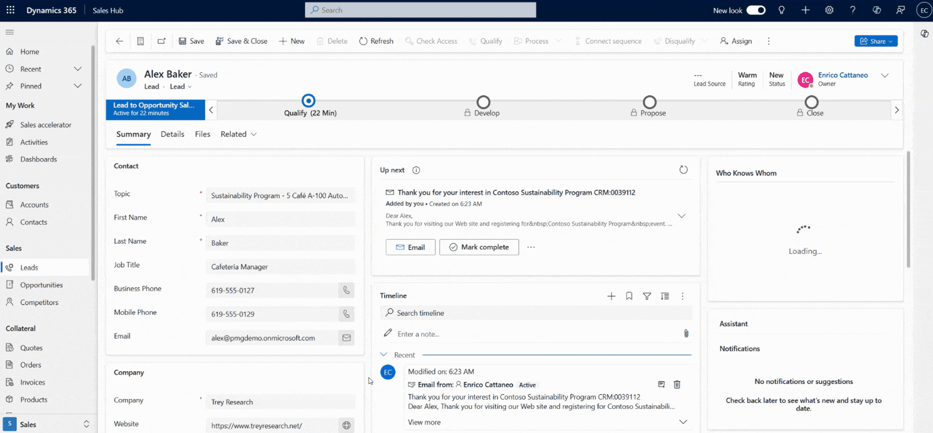 Form fill assistance in Dynamics 365 Sales Hub
