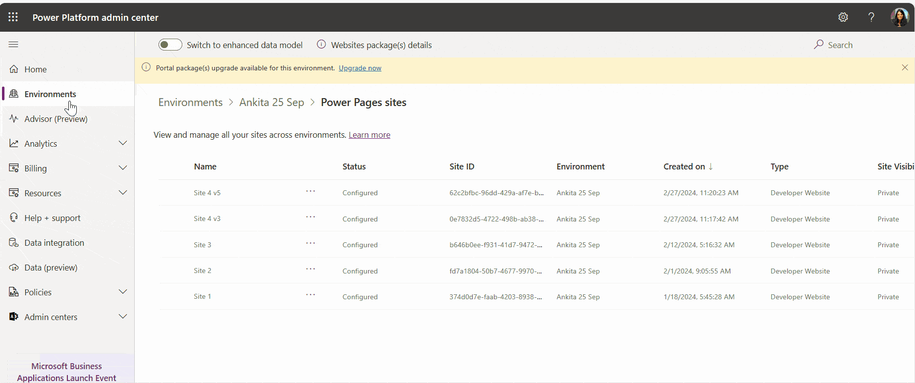 Enable Bootstrap v5 for an environment