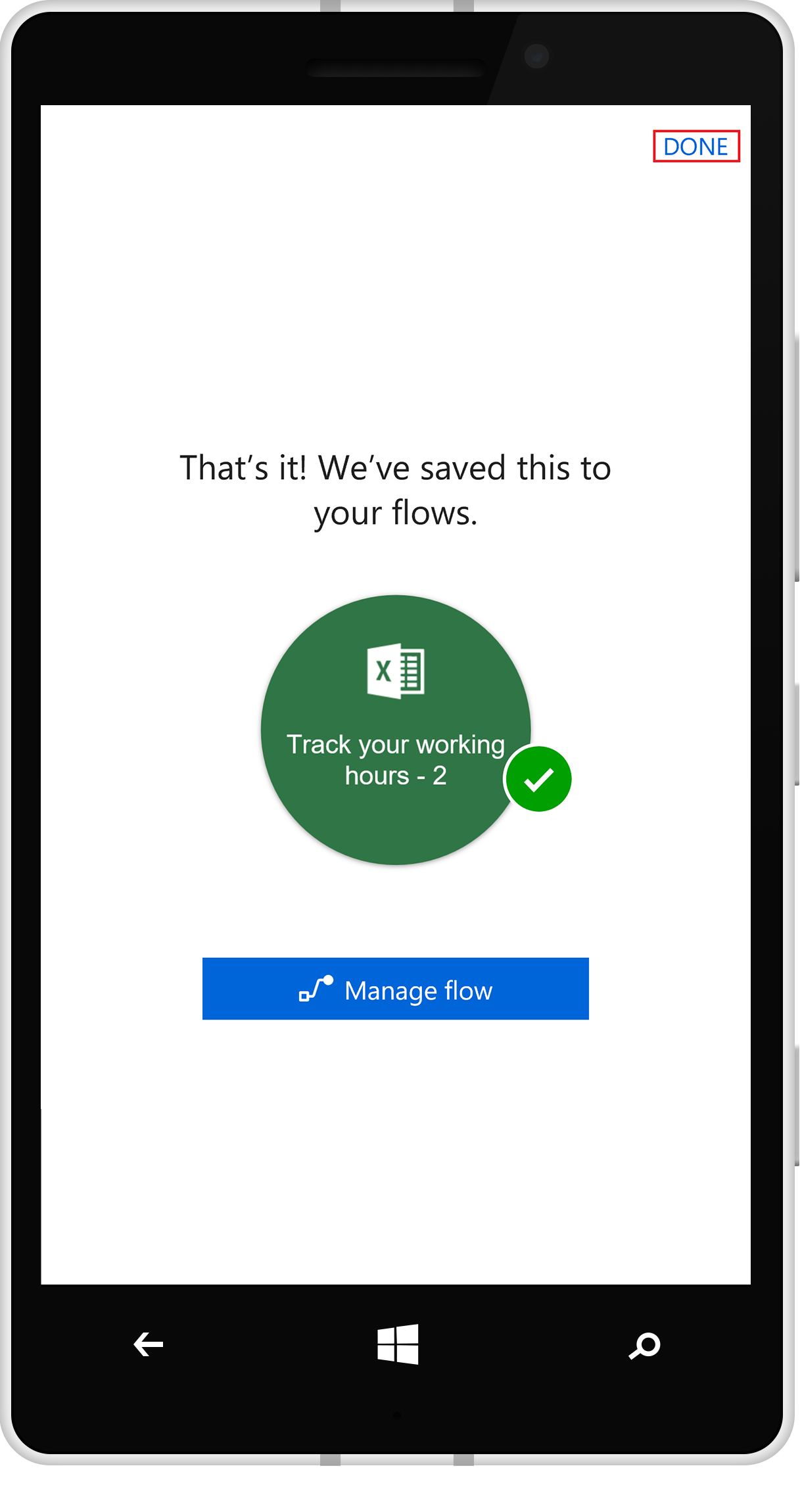 Flow creation success page
