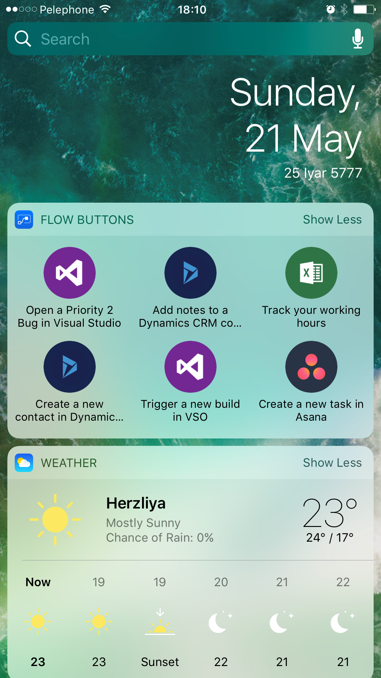 iOS Flow widget expanded