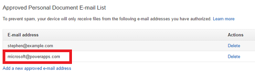 Approved Personal Document E-mail List