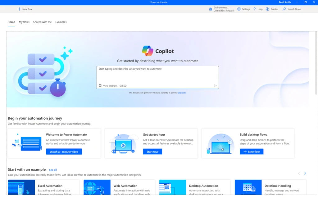 Image of how to create desktop flows from a description