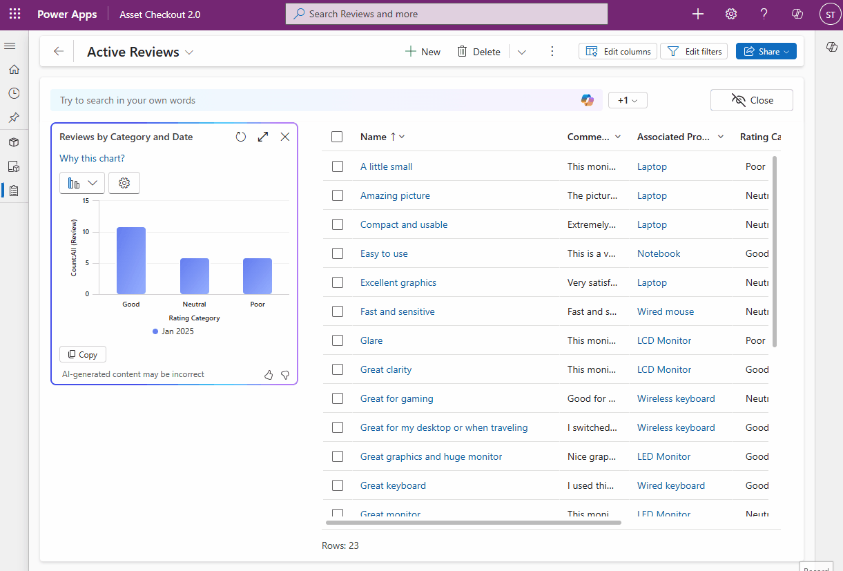 Refine chart - Visualize with Copilot