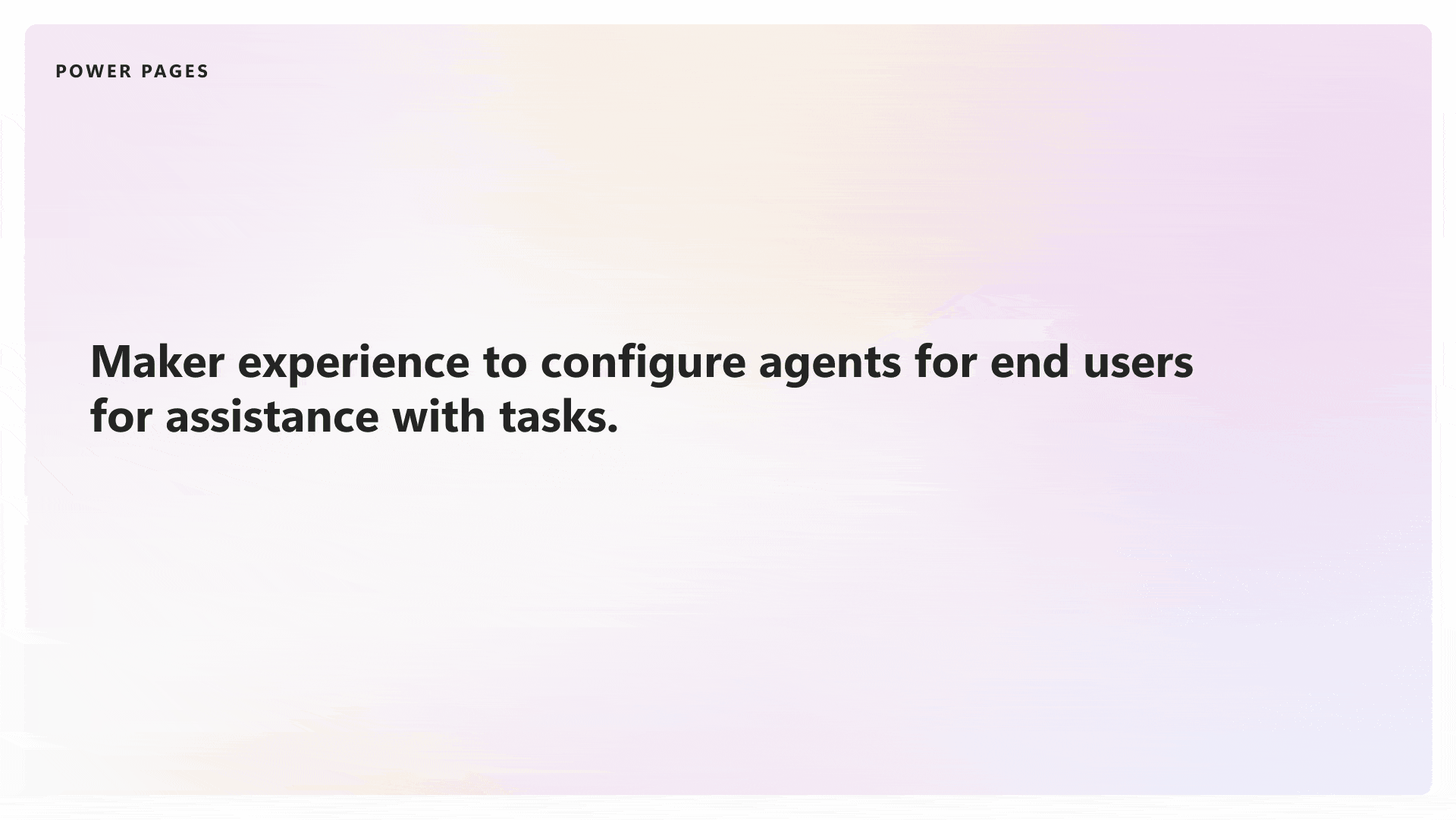 A GIF showing the process of setting up and adding a Copilot Studio agent to a Power Pages portal to assist end users with tasks.