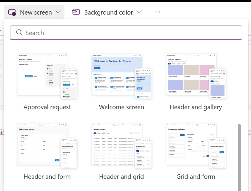 new templates sreenshot