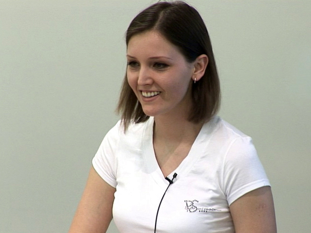 a woman smiling for the camera