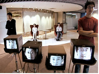 a group of people in a room