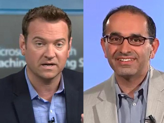 Chris Cashman, Zoubin Ghahramani posing for a photo