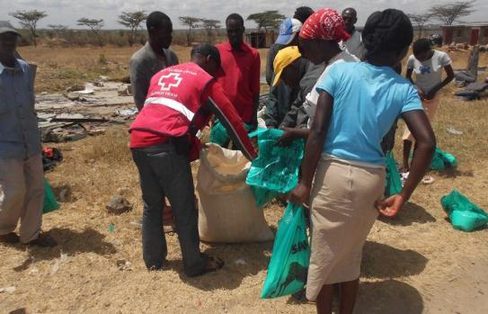 Volunteers provide donations via Laikipia County Red Cross, Nanyuki, Kenya