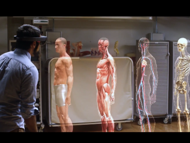 a group of people standing in a room