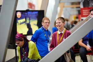 a group of people in a room