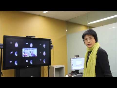 a person standing in front of a television