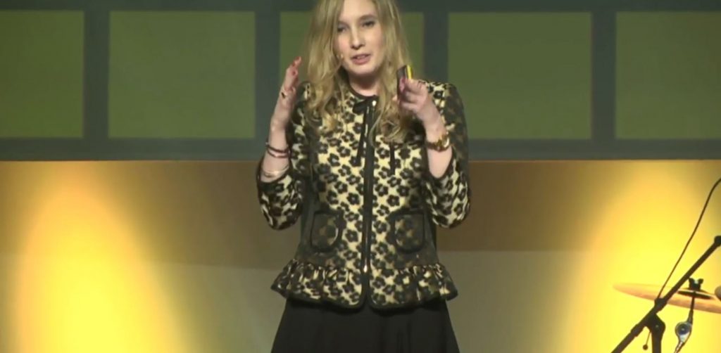 a woman standing in a room