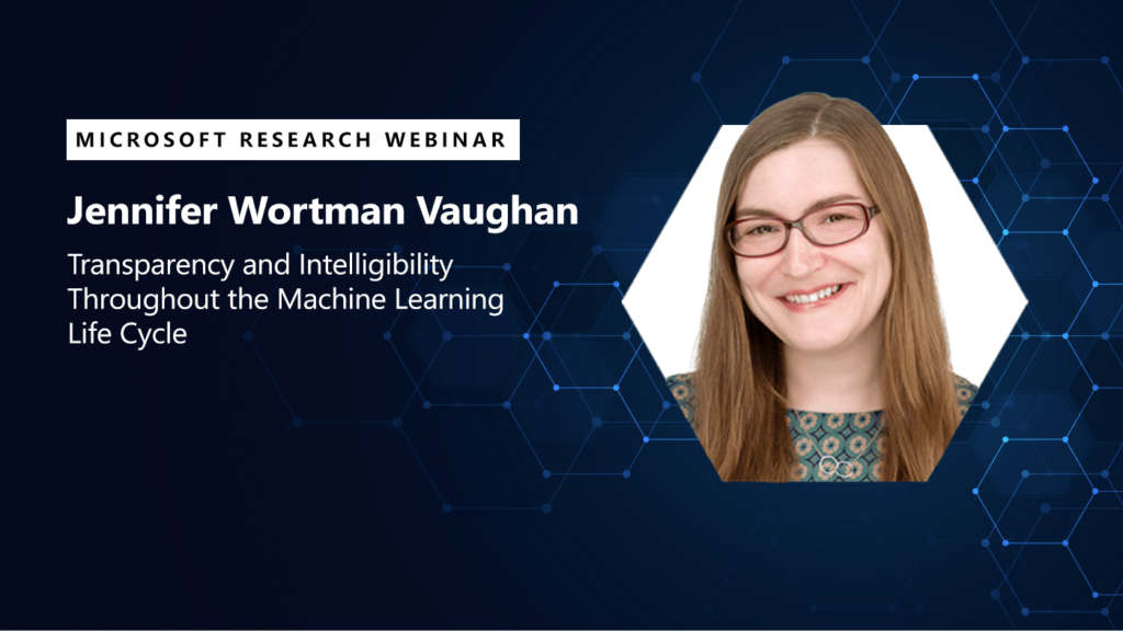 a picture of jenn wortman vaughn next to the title of her webinar