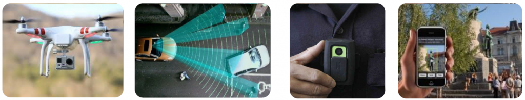 drone, self-driving car, body-worn camera, AR-VR device