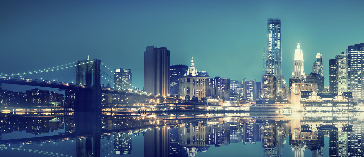 New York City Lights Scenic Bridge View Concept