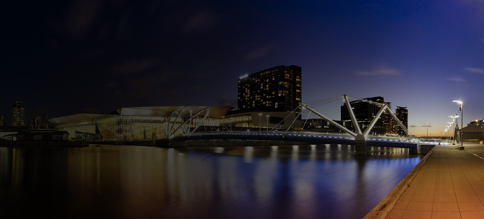 Architecturally stunning Seafarers Bridge and brand new Melbourne Convention Centre.
