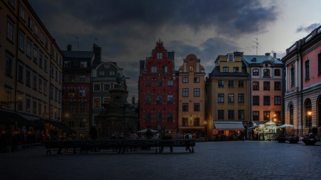 This is Stortorget Square in the middle of Stockholm's Gamla Stan (Old Town). The colorful building facades, fountain and famous cafés are a favourite for tourists and locals alike.