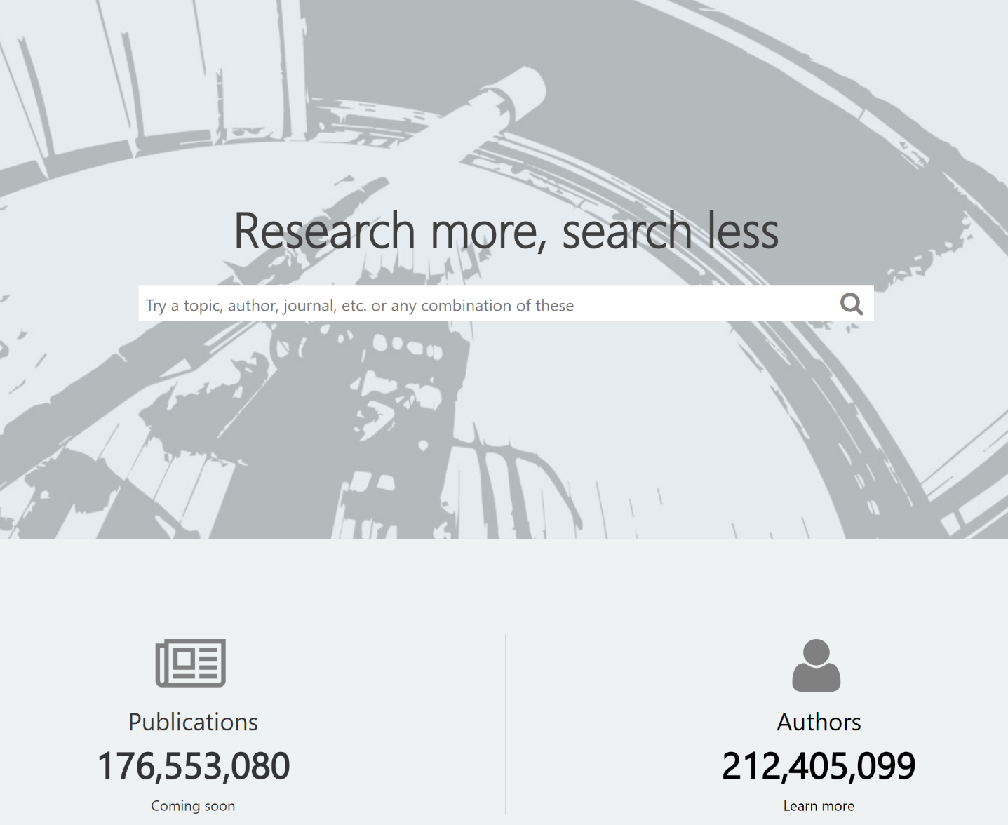 Statistics of Microsoft Academic homepage