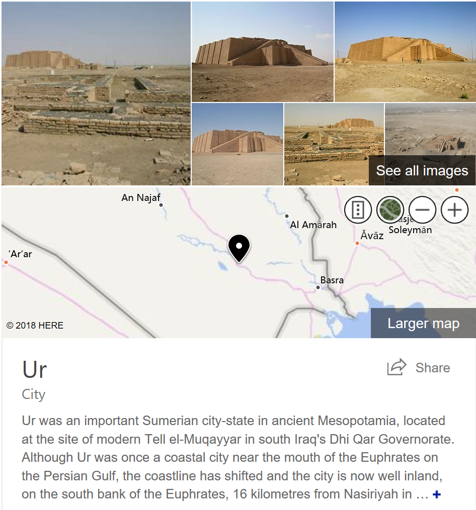 Images of the city UR, with a definition about it's origin