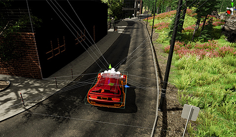 AirSim and Unity, a virtual car driving down the road