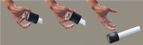 Figure 5: Applying a no-pressure and lifting the thumb releases the grabbed object.