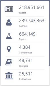 Screenshot of Microsoft Academic Graph summary panel