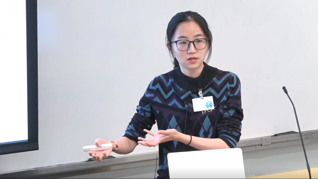 Peihan Miao giving a talk at Microsoft Research
