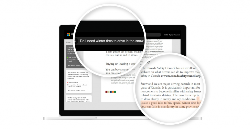 Microsoft researchers are developing a transfer learning–based approach for adapting general question answer models to documents in specialized domains. Their new demonstration system (above) can answer questions against Welcome to Canada, the Canadian government’s guidebook for new immigrants.