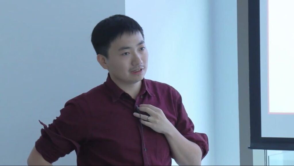 Yangyang (Raymond) Xia from Carnegie Mellon University giving talk at Microsoft Research