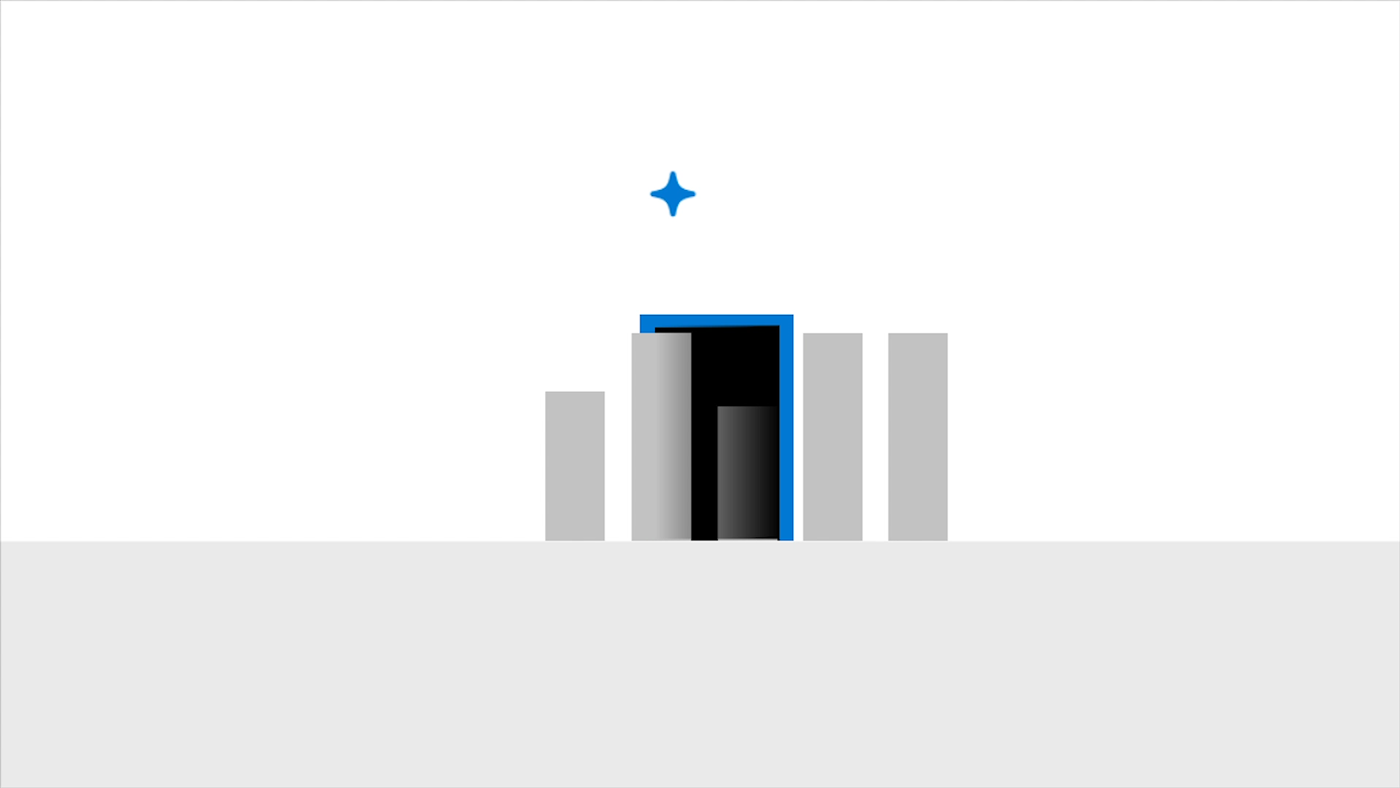 Image showing rectangles of various sizes passing through a magic door and becoming same size to depict logarithmic mapping.