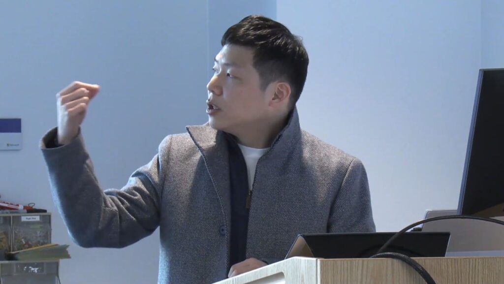Yongsoo Song giving talk at Microsoft Research