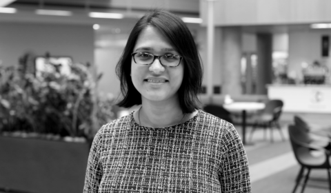 photo of Dr. Pamela Bhattacharya for the Microsoft Research Podcast