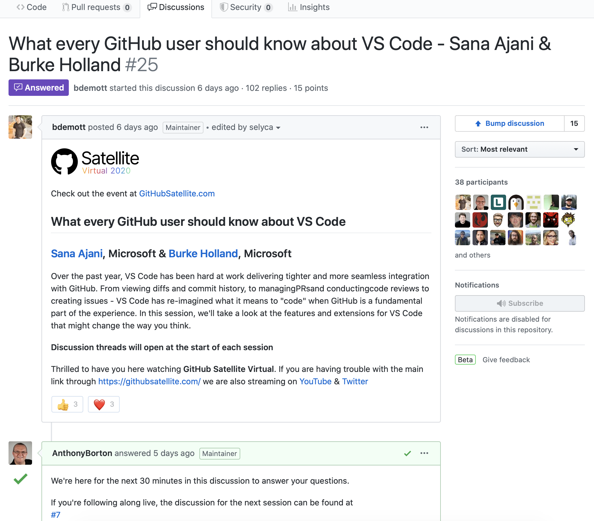 GitHub Discussions screenshot