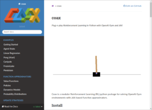 Documentation of coax, plug-n-play Reinforcement Learning in Python with OpenAI Gym and JAX