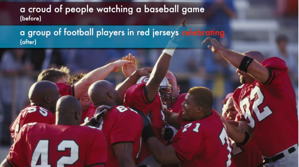 a group of football players wearing red jerseys celebrating