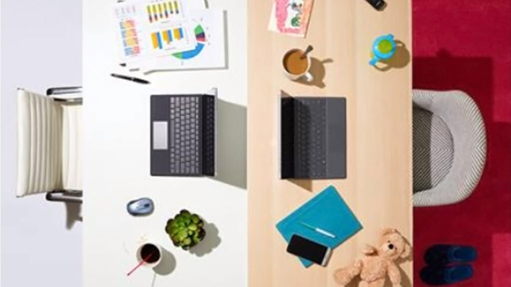 New Future of Work: photo of two desks back to back