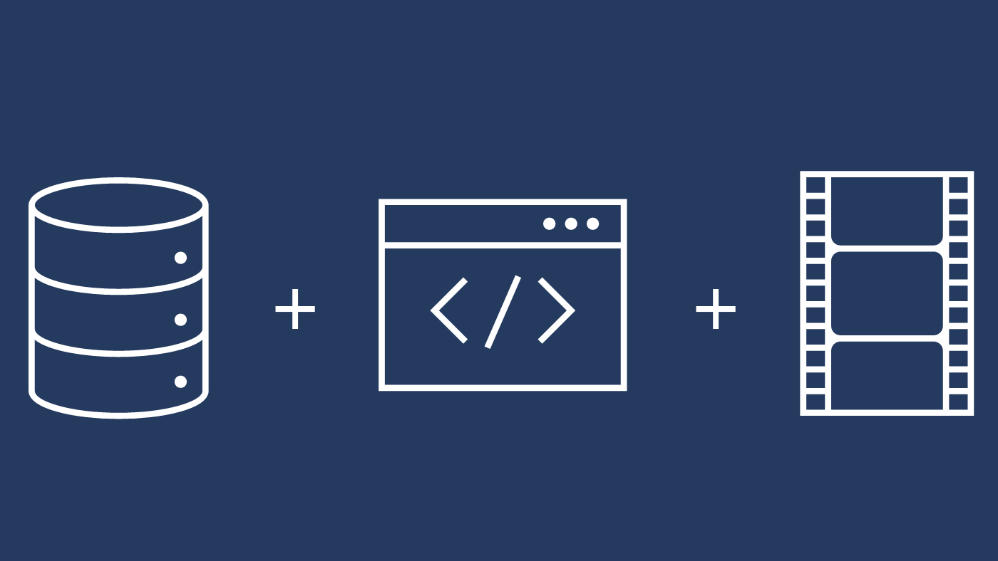 Datamations icons: data + code + animation
