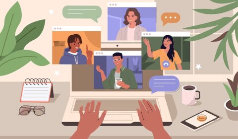 People on a remote conference call