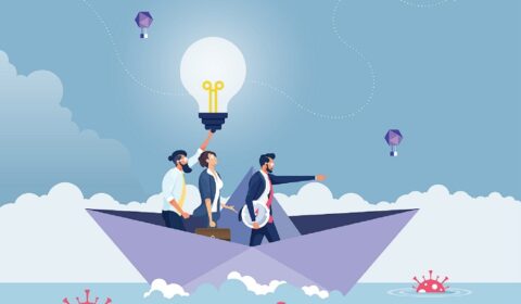 Leader pointing hand forward