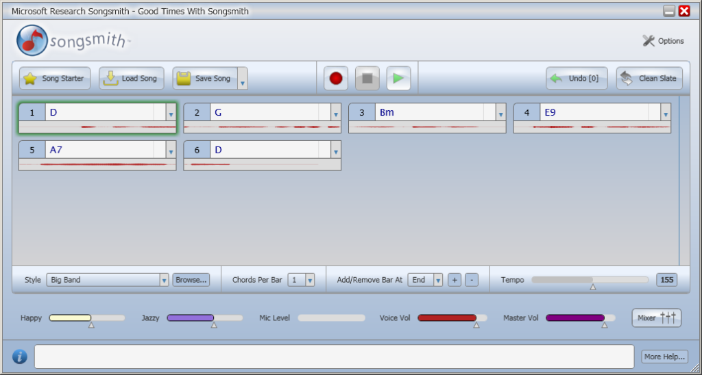 Songsmith main UI