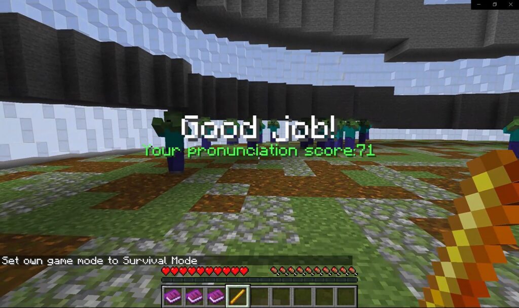 A task to attack the zombies with a magic spelling stick. The damage is based on your pronunciation accuracy.