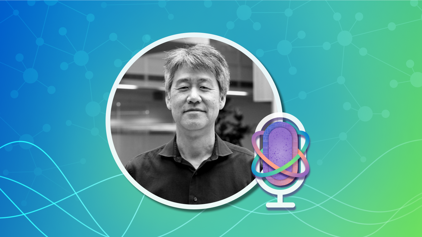 Peter Lee smiling at the camera with the Microsoft Research Podcast logo to the right