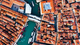 overhead view of Venice canals and channels