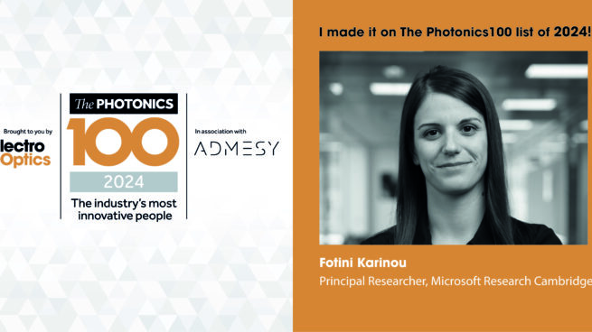 Named to the 2024 Photonics100 list - The industry's most innovative people