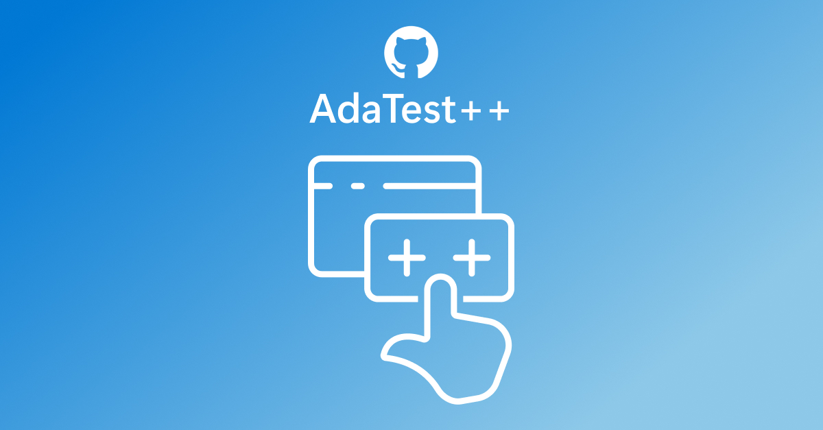 ALT TEXT: An illustration of the LLM auditing tool AdaTest++ comprising a pointed finger icon hovering over an interactive interface. The GitHub logo is included to indicate the tool’s open-source availability.
