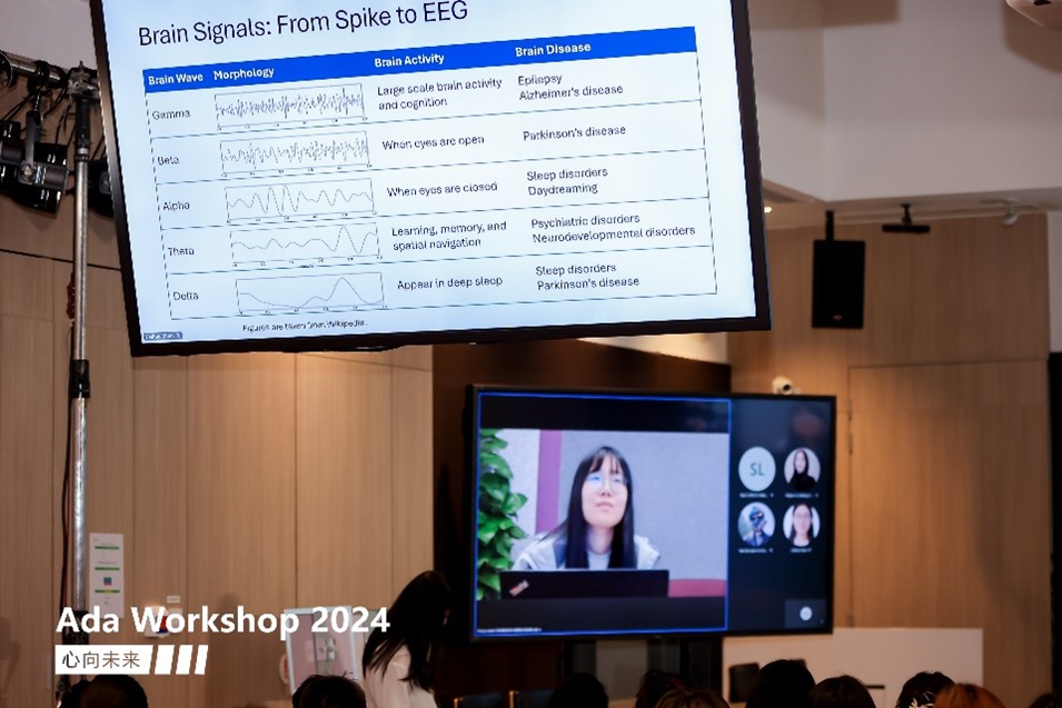 a woman giving a talk