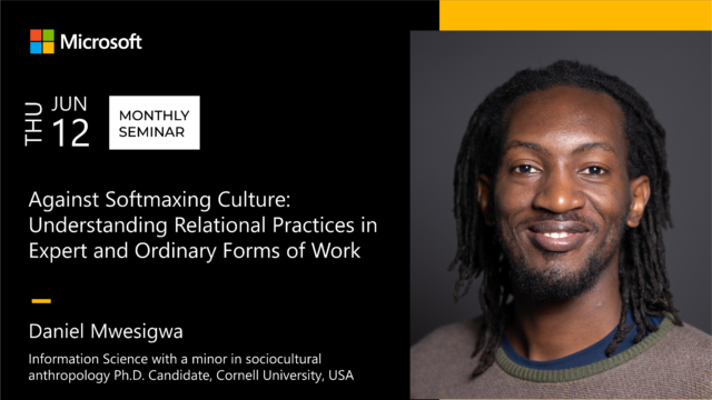 Banner image of Daniel Mwesigwa which lists the details of his talk