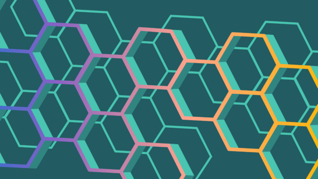 teal background with hexagon 3d shape